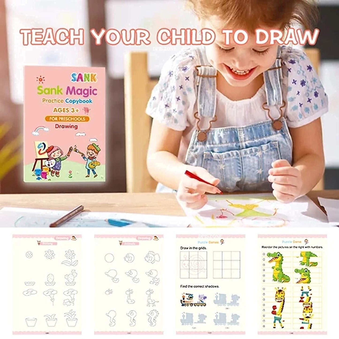 Sank Magic Book Magic Practice Copybook (4 BOOK + 10 REFILL+ 1Pen 1+Grip)