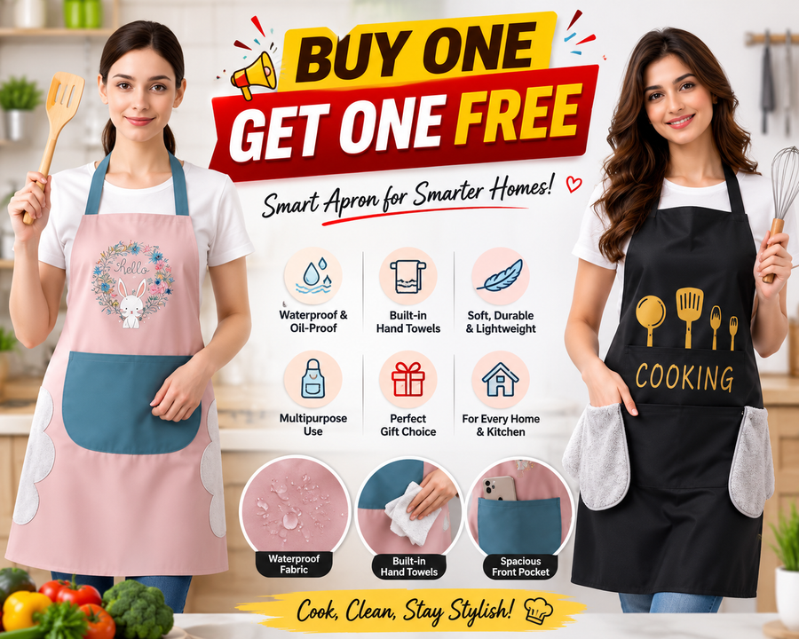 ✨ Premium Multipurpose Waterproof Kitchen Apron | Buy 1 Get 1 FREE 🎉